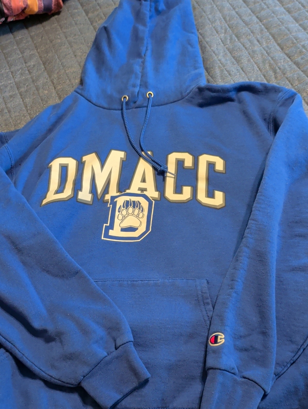Champion Royal Blue DMACC Hooded Sweatshirt with White Lettering